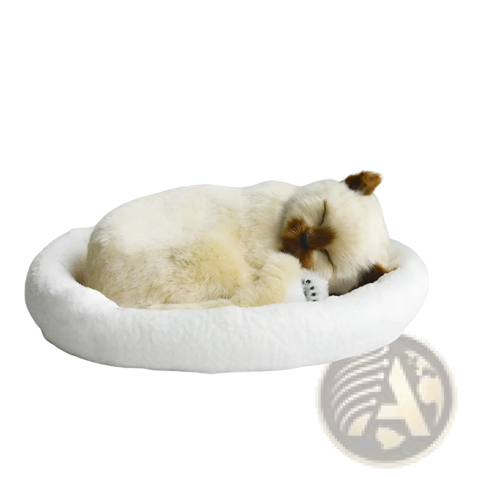 Realistic Breathing Plush Cat Figurine with Pet Bed
