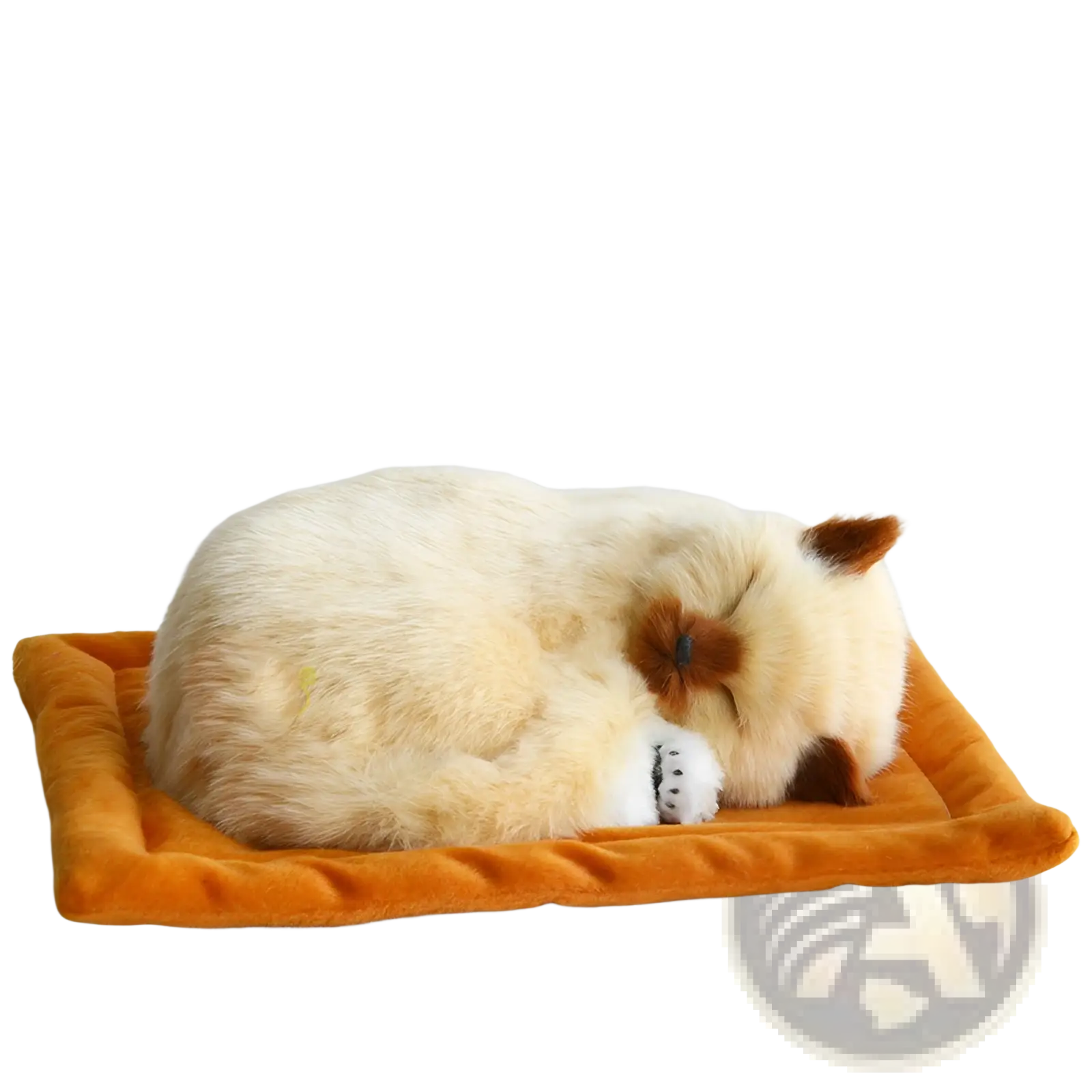 Realistic Breathing Plush Cat Figurine with Pet Bed