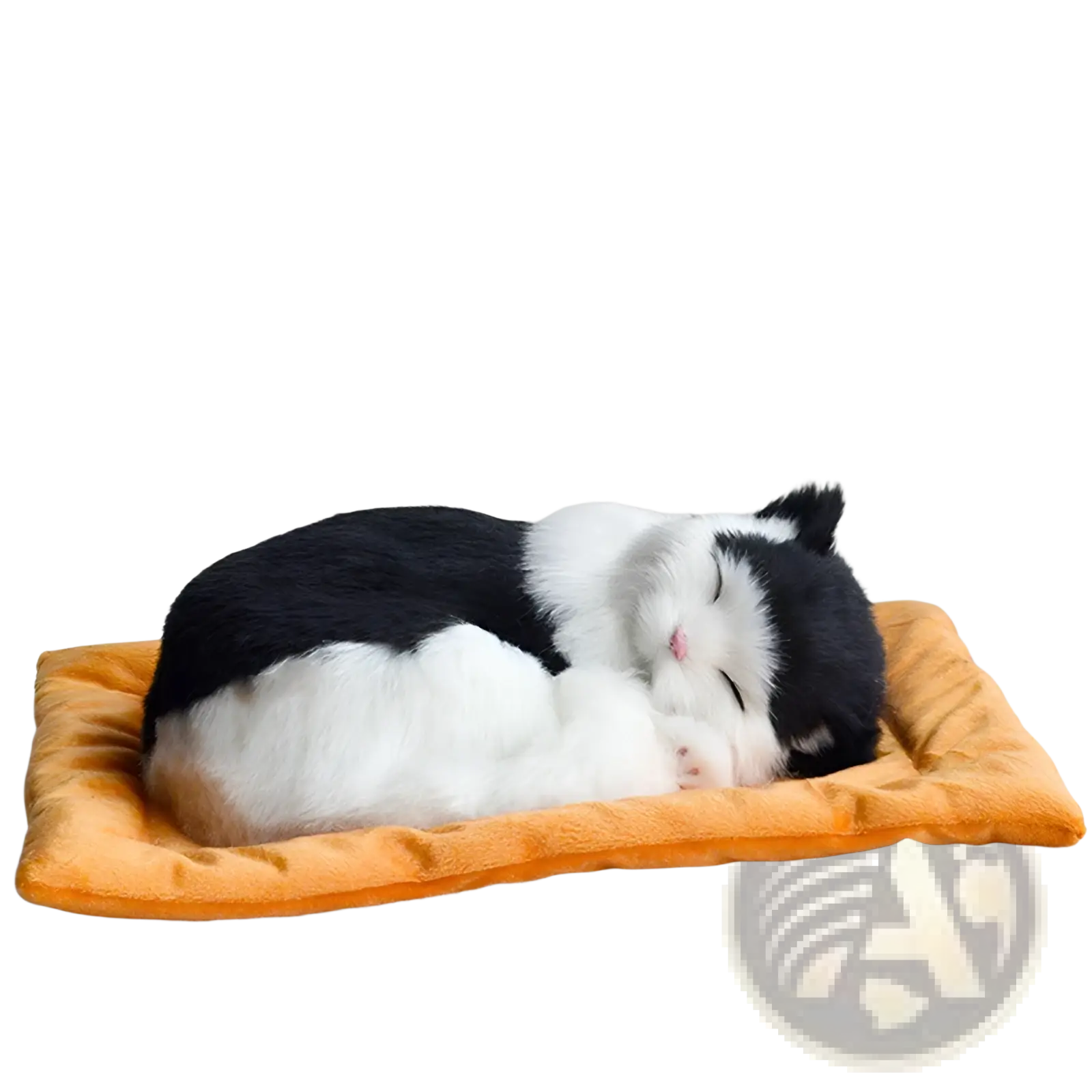 Realistic Breathing Plush Cat Figurine with Pet Bed