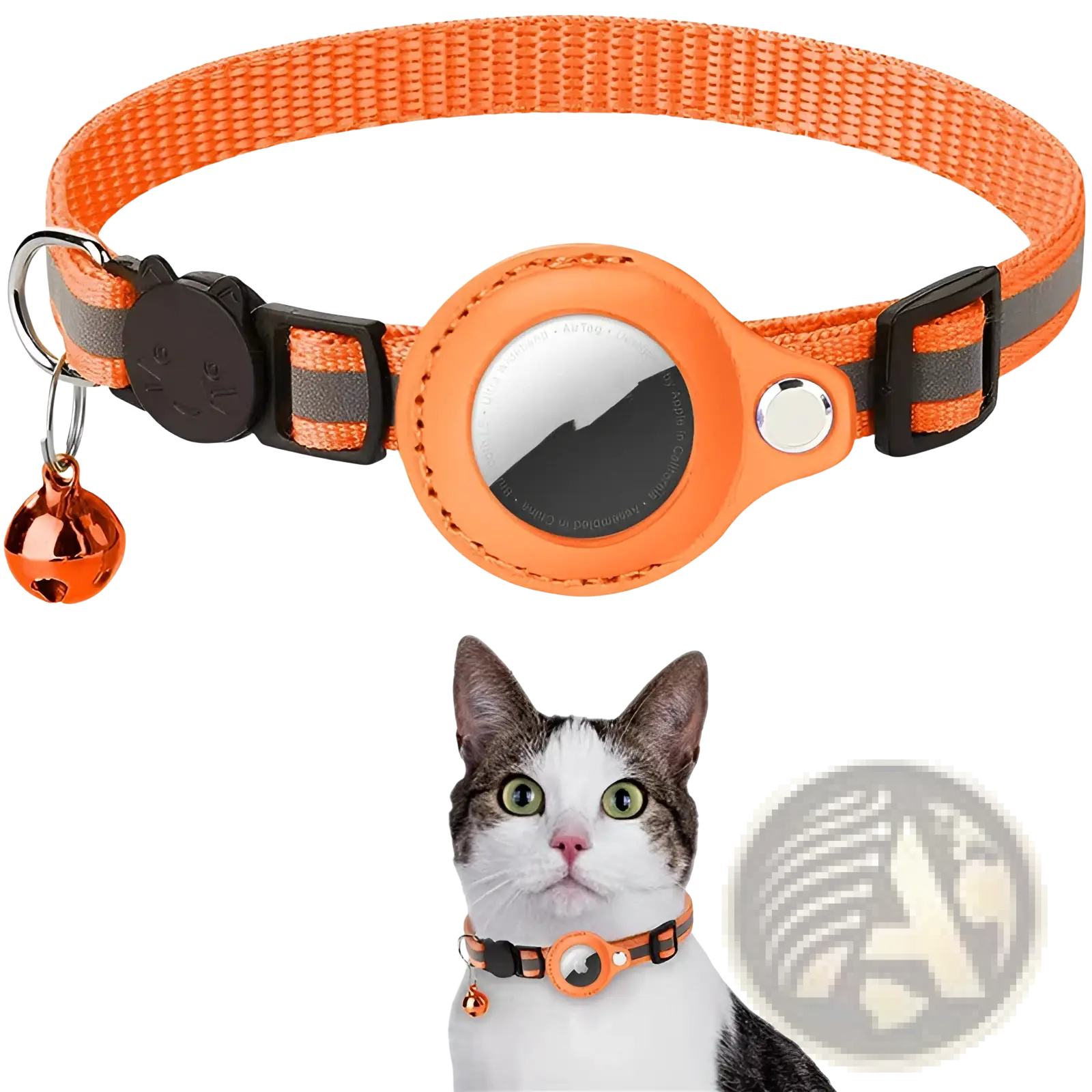 Reflective Airtag Cat Collar with Safety Buckle