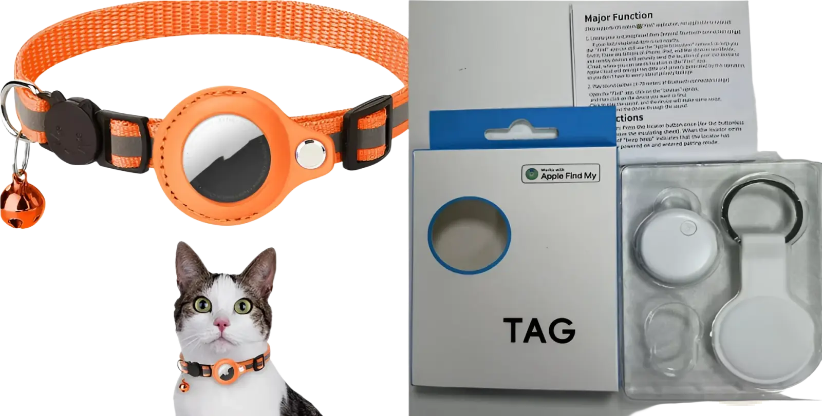 Reflective Airtag Cat Collar with Safety Buckle