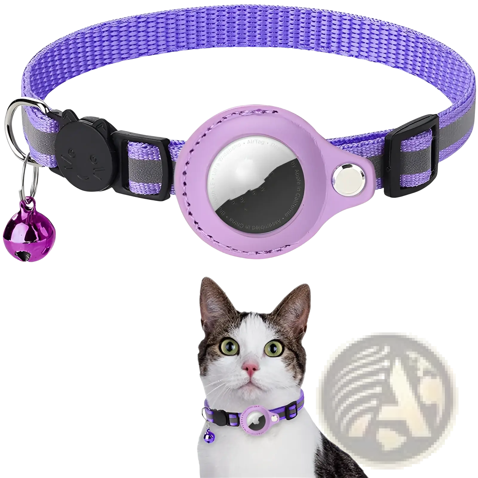 Reflective Airtag Cat Collar with Safety Buckle