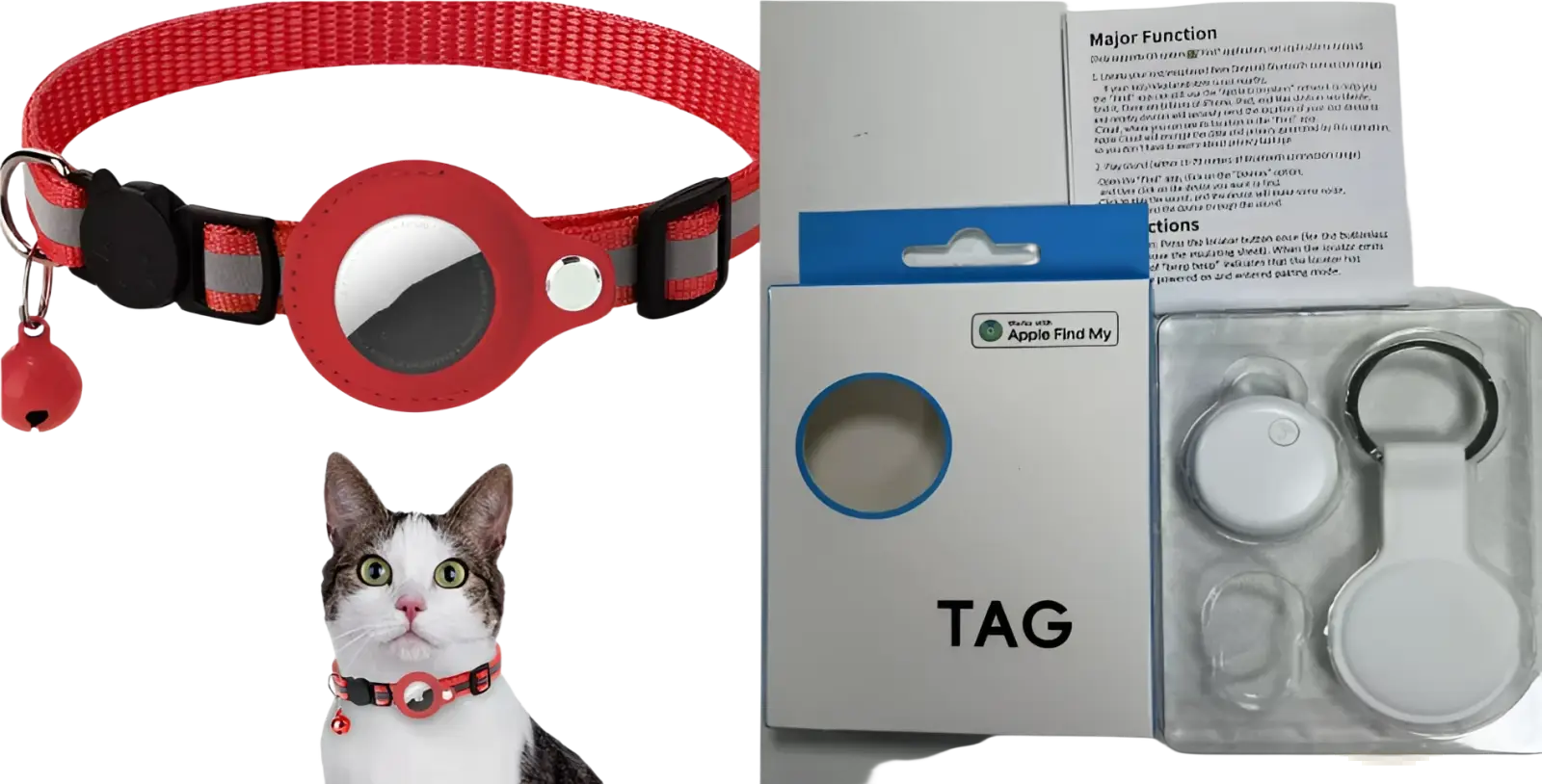 Reflective Airtag Cat Collar with Safety Buckle