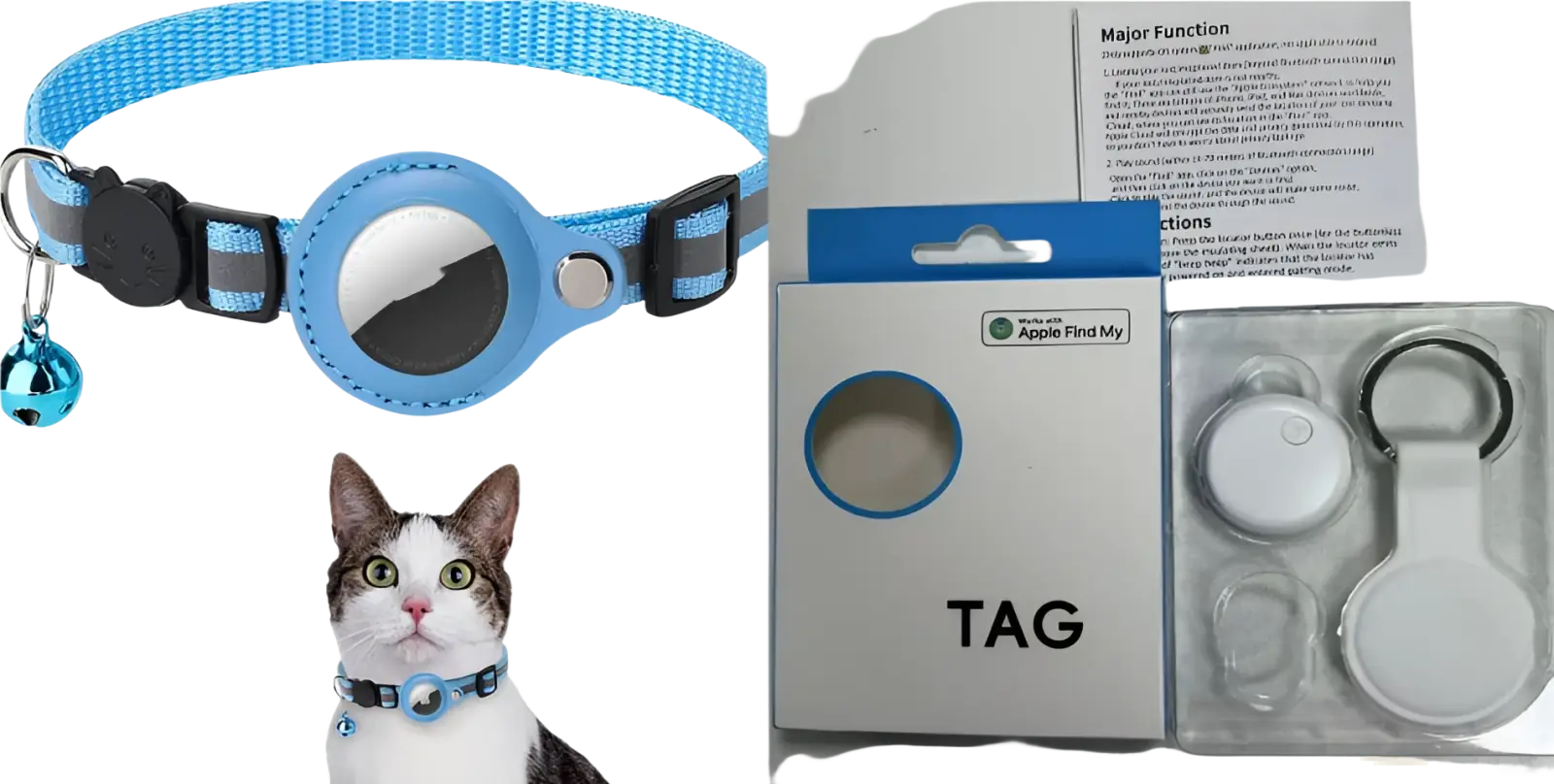 Reflective Airtag Cat Collar with Safety Buckle