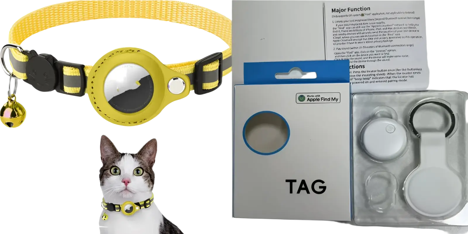 Reflective Airtag Cat Collar with Safety Buckle
