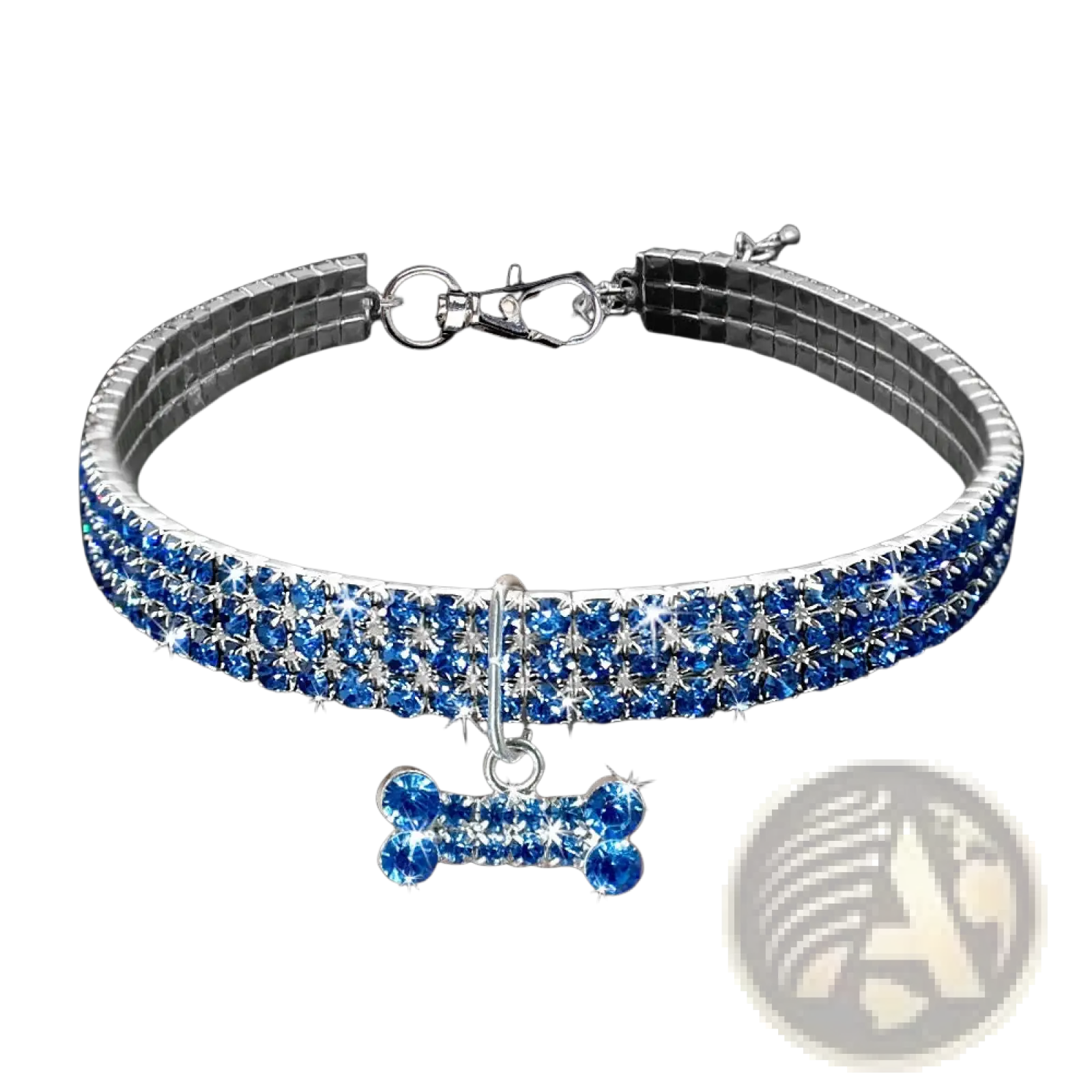Rhinestone Dog Collar with Crystal Bone Charm