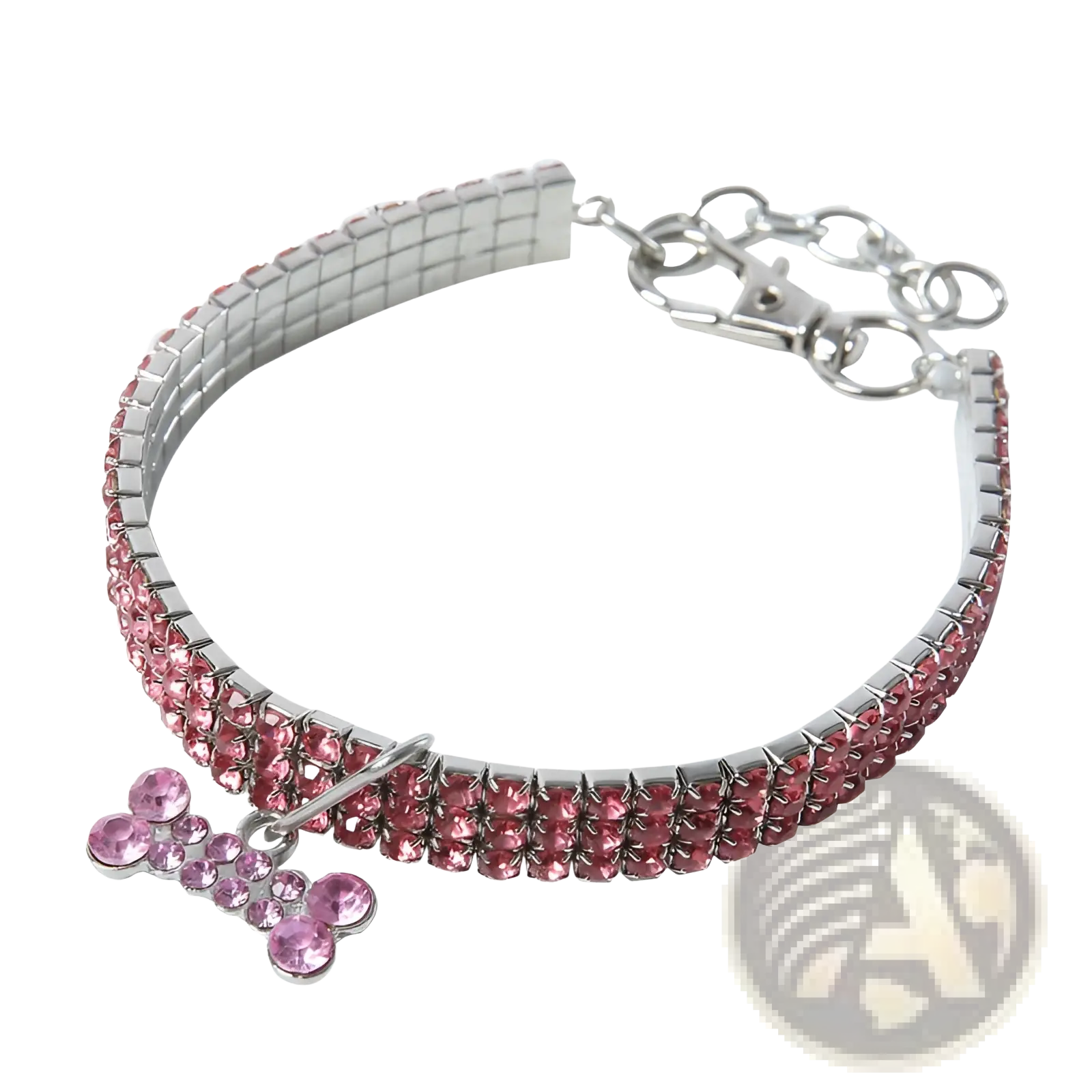 Rhinestone Dog Collar with Crystal Bone Charm