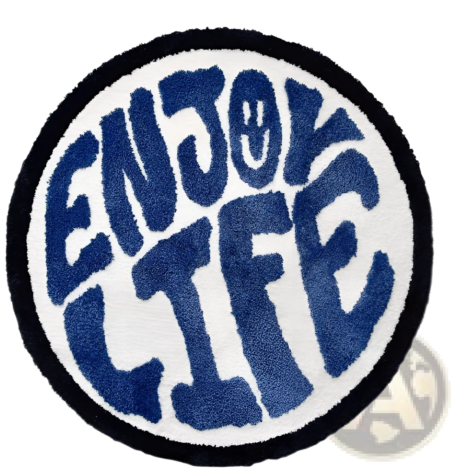 Round Plush Rug Enjoy Life Minimalist Print Carpet