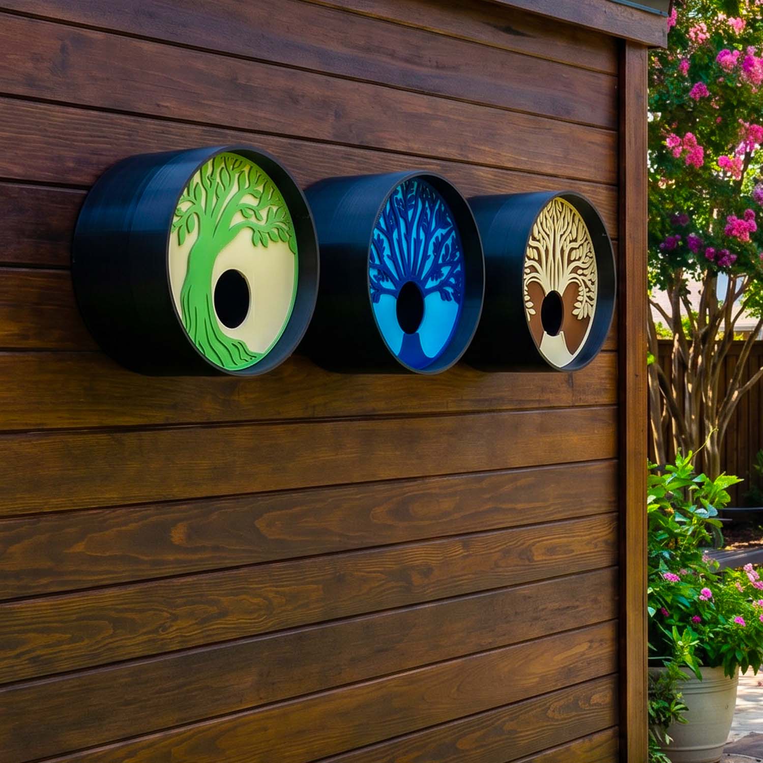 ADG42 Tranquil Tree Modern Round Birdhouses with Easy Maintenance Clean Out