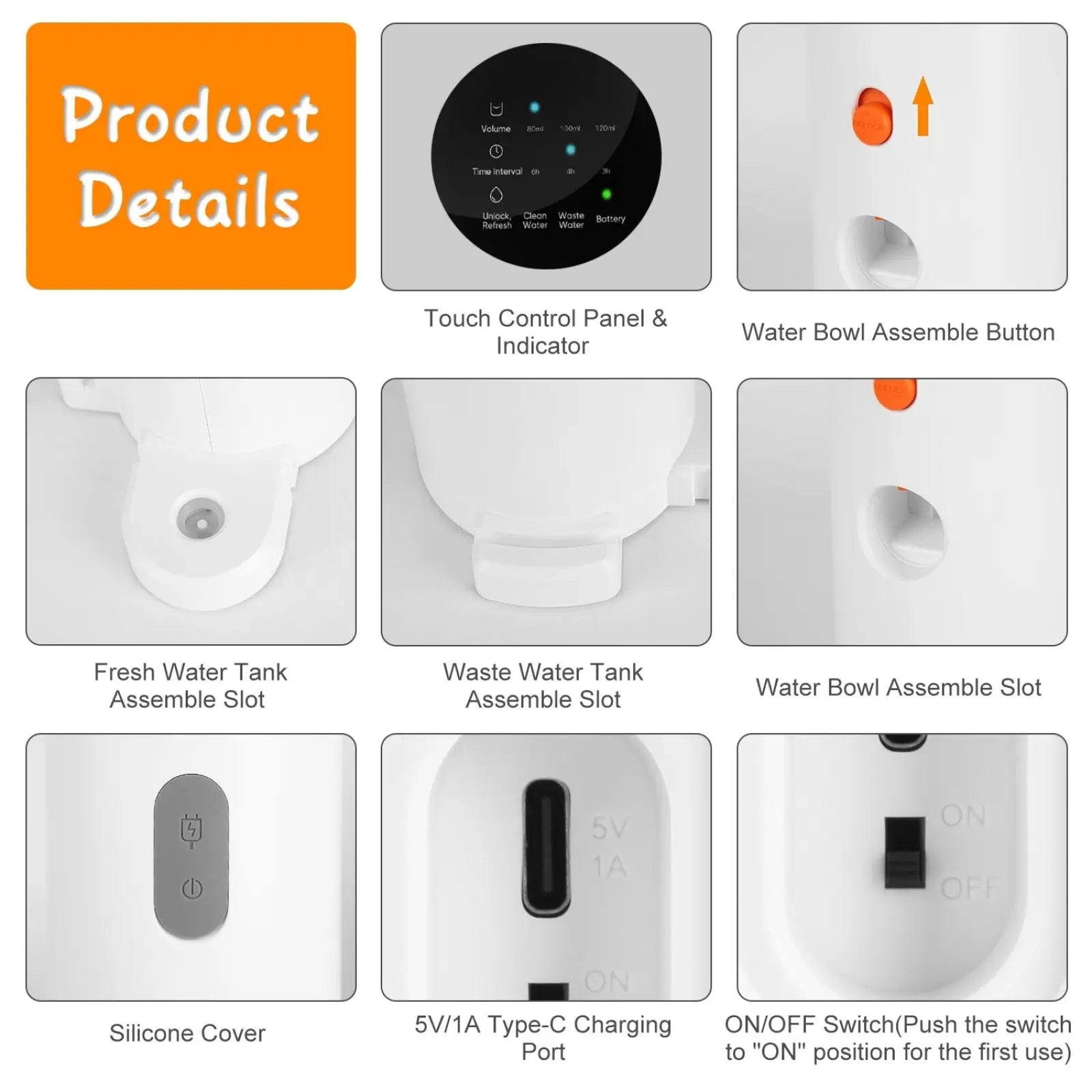 Smart Pet Water Fountain 3l Cordless Rechargeable Bowl