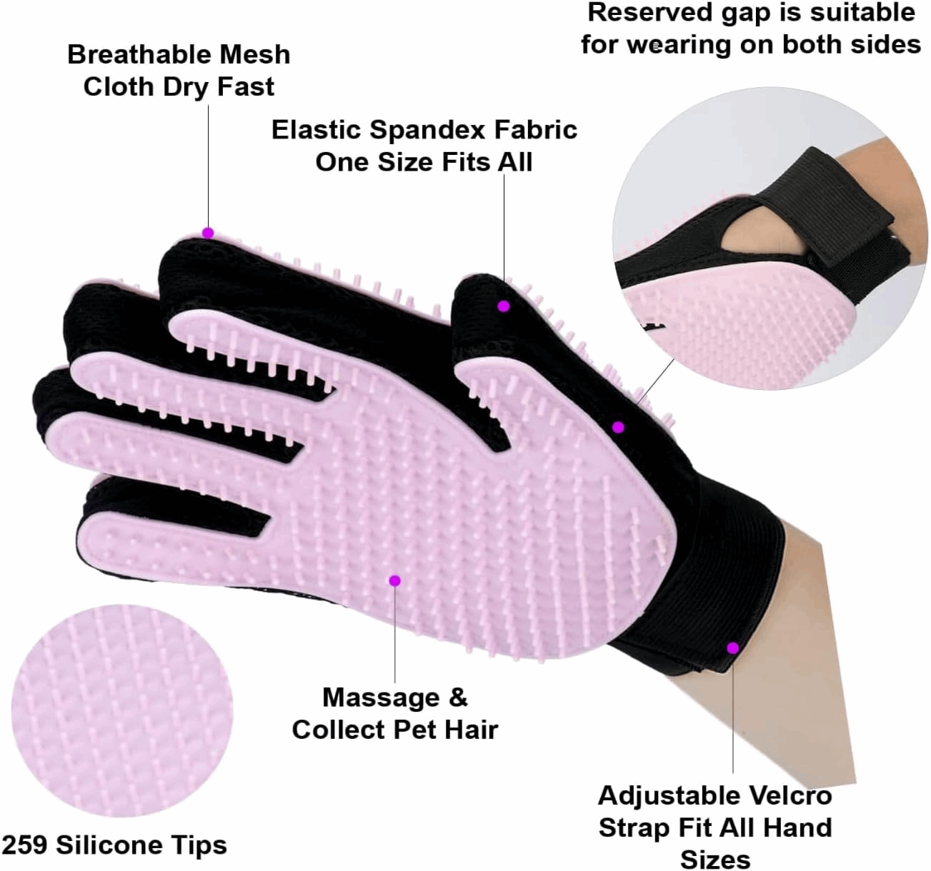 Double-Sided Pet Grooming Glove for Dogs & Cats