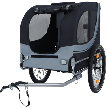 Large Folding Bike Trailer for Dogs – 66LB Capacity All-Terrain Pet Carrier, Durable Steel Frame for Cycling, Jogging, Camping &amp; Outdoor Adventures, Black- Gray