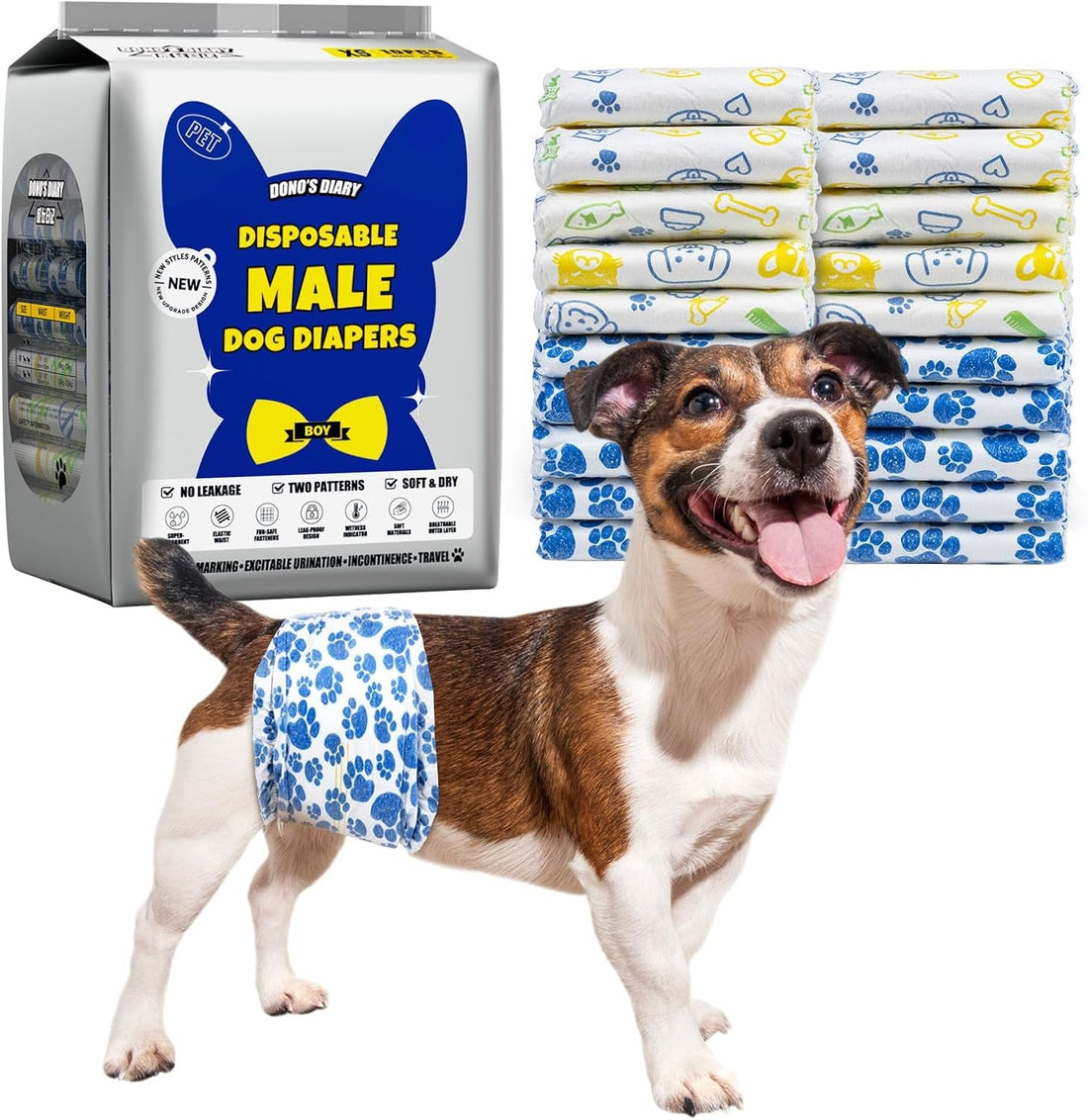 Male Dog Diapers 60 Count Disposable Belly Bands Leakproof Absorbent