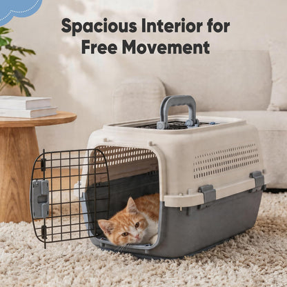 Sided Pet Carrier For Small Dogs &amp; Cats, Airline Approved Travel Crate With Enhanced Security Latches, Front &amp; Top Load Wire Door, Food Bowl For Traveling, Hiking, Camping