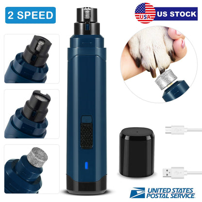 Dog Nail Grinder 2 Speeds Quiet USB Rechargeable Pet Nail Grinder Professional Pet Nail Trimmer Cordless Paws Grooming &amp; Smoothing Claw Care for Small