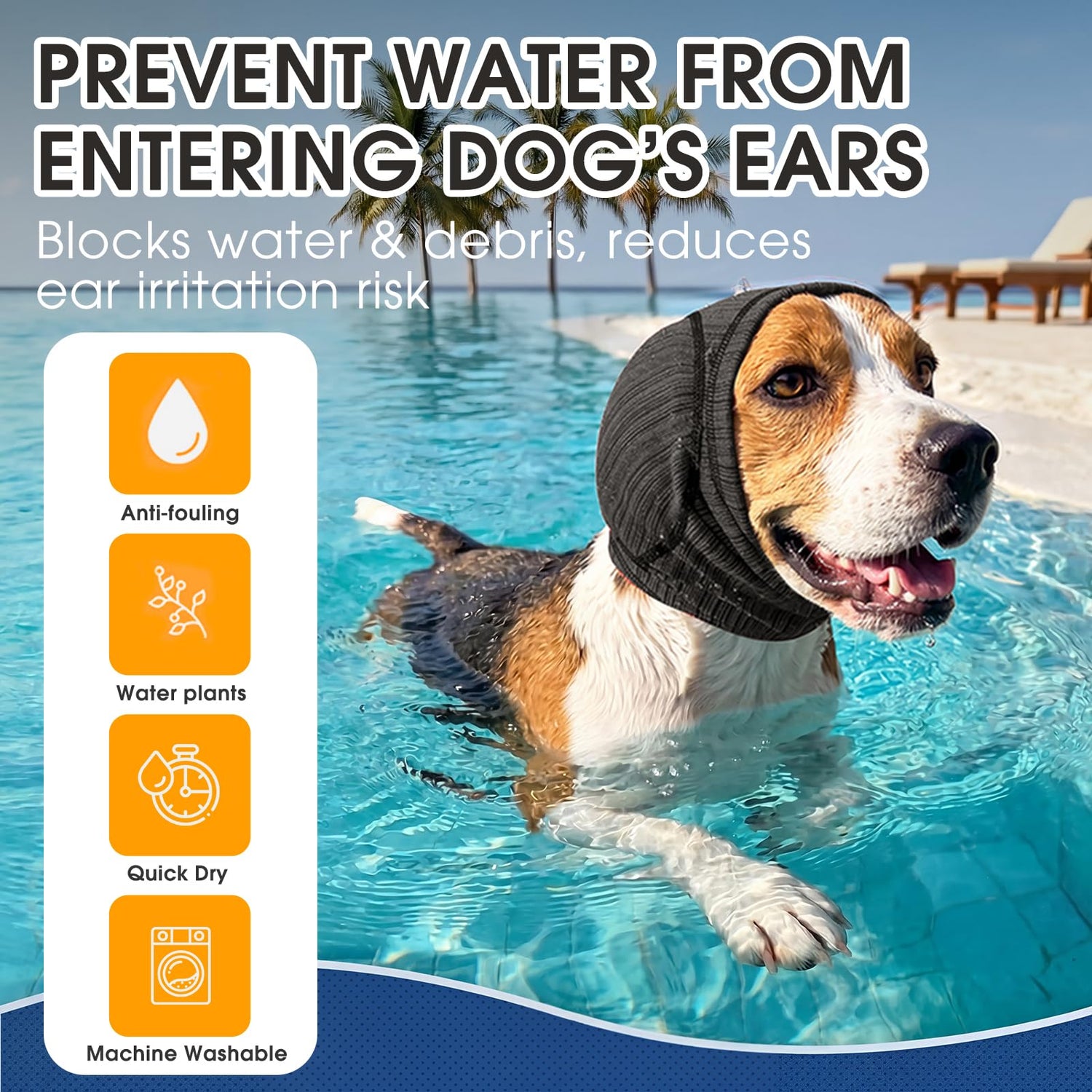 Soft Dog Ear Cover For Loud Noises,Thunderstorm&amp;Fireworks-Dog Ear Wrap Hematoma For Ears Surgery Recovery Prevent Shaking, Scratching-Dogs Head Cover For Bathing, Grooming, Rainy Walks,Swimming