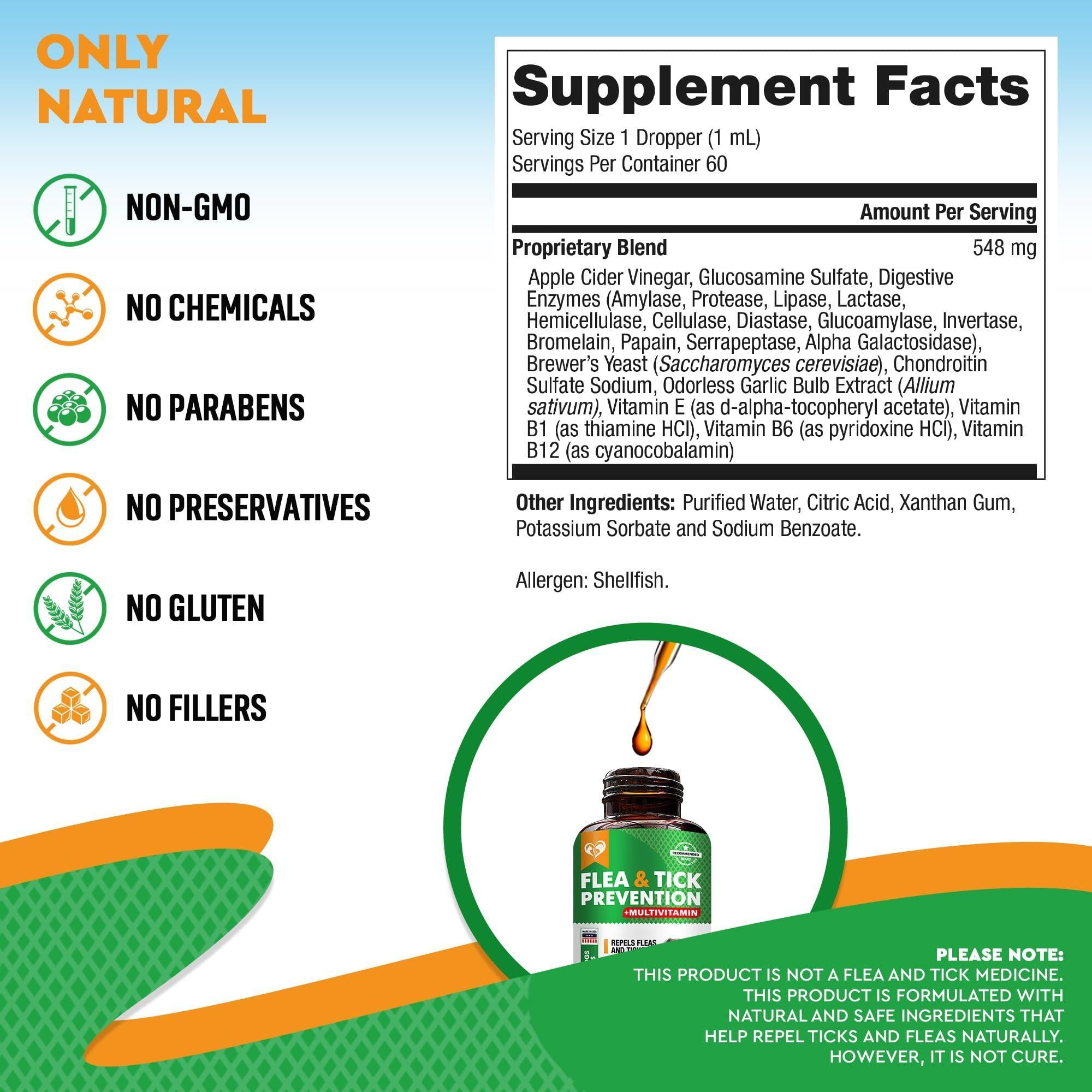 Oral Flea &amp; Tick Drops for Dogs &amp; Cats Multivitamin All Sizes