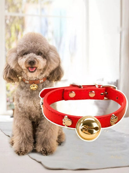 Leather Pet Collar with Bell