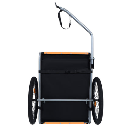 Large Folding Bike Trailer for Dogs – 66LB Capacity All-Terrain Pet Carrier, Durable Steel Frame for Cycling, Jogging, Camping &amp; Outdoor Adventures, Black-Orange