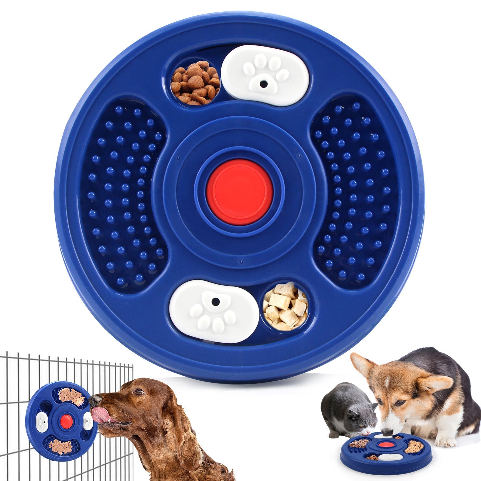 Dog Slow Feeder Device Pet Anti Suffocation Bowl 2 In 1 Treat Puzzle &amp; Lick Mat Anti Slip And Large Capacity Feeder Pet Supplies