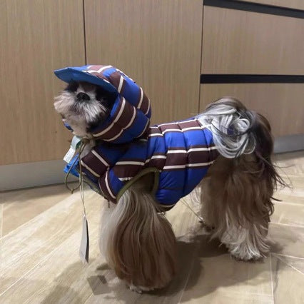 Cute And Warm Cotton-padded Coat With A Hat For Dogs And Cats