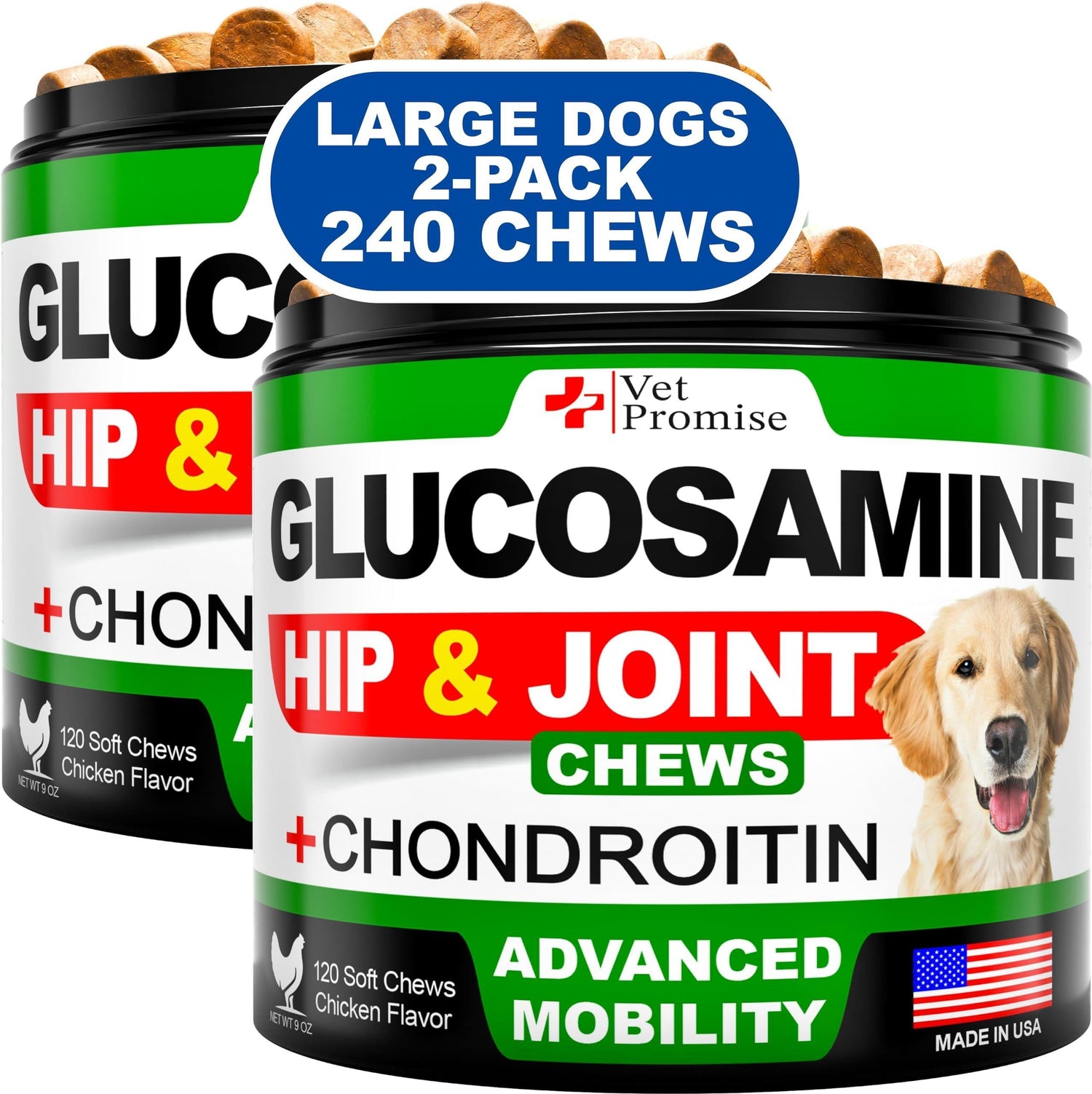 Glucosamine for Dogs 240 Count 2-Pack Hip &amp; Joint Chondroitin
