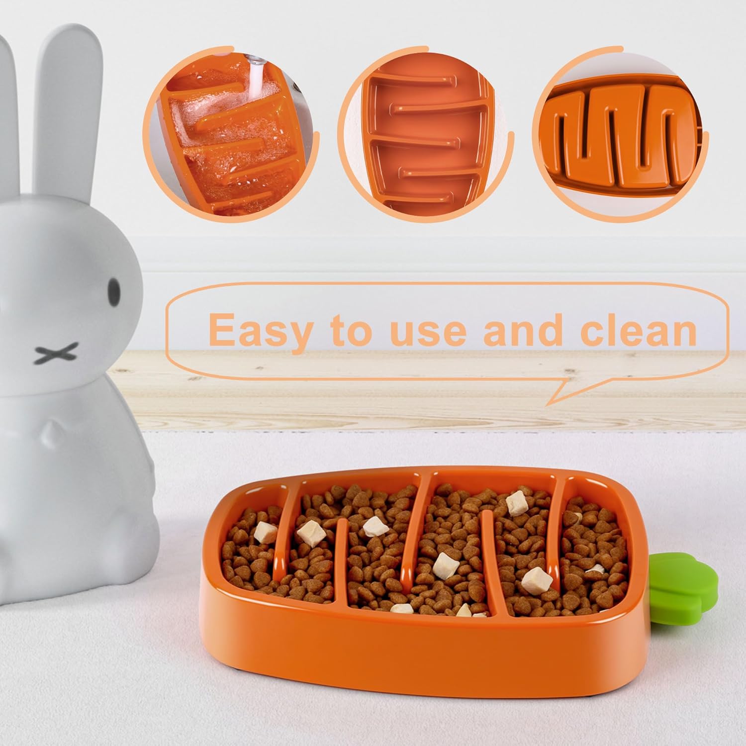 Slow Feeder Dog Bowl, Dog Food Bowl For Small &amp; Medium-Sized Dogs, Carrot Design Dog Bowls,Non-Slip Dog Slow Feeder Bowls, Pet Slow Feeder Bowl For Dry Wet Food