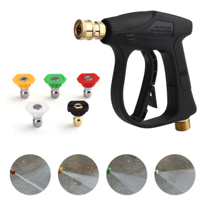 4000 PSI High Pressure Washer Gun — 1/4" Quick Connect, M22-14mm, 5 Nozzle Tips
