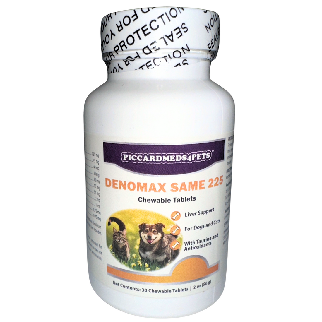 Piccardmeds4pets Denomax SAMe 225mg Dogs &amp; Cats Liver Support 30 Count