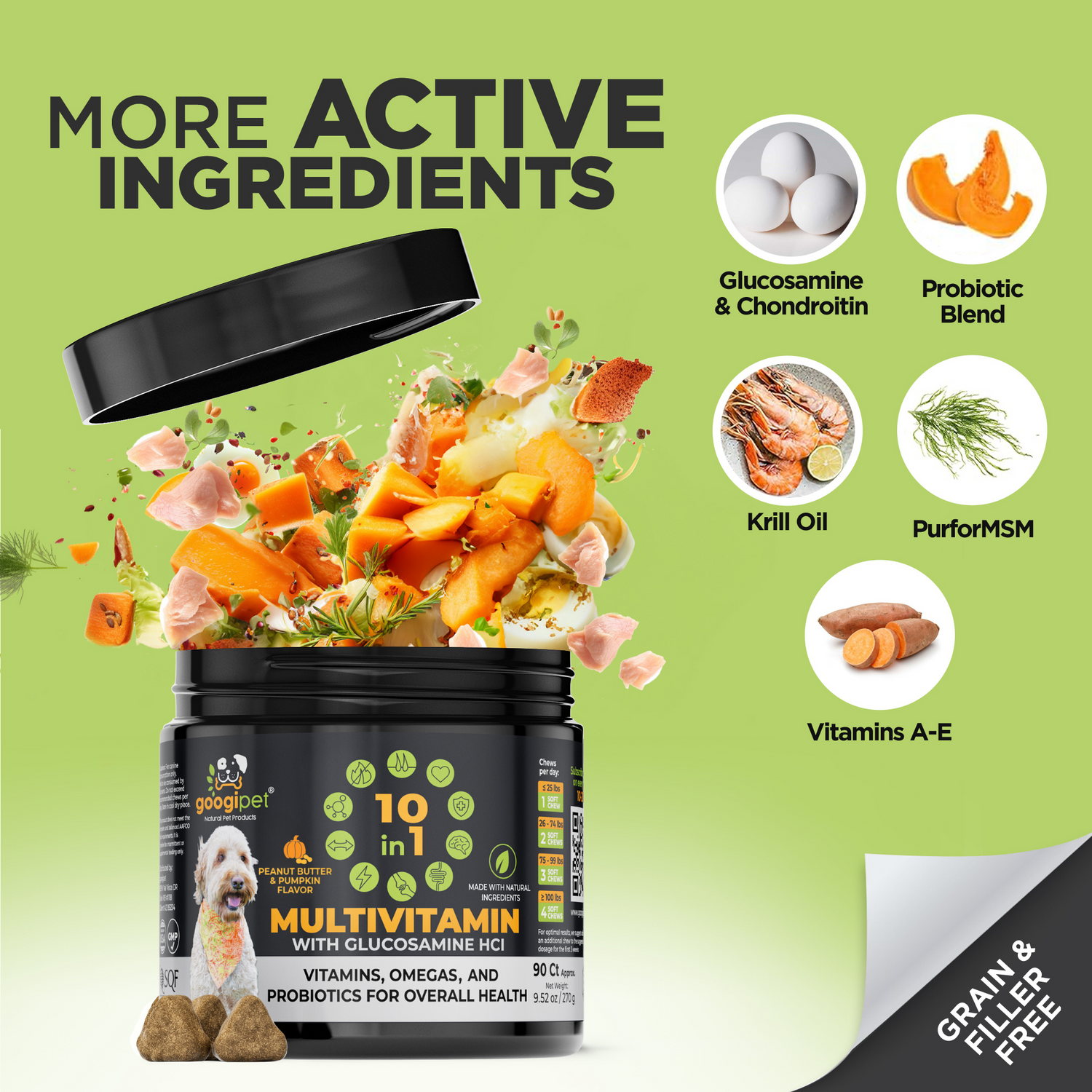 10 in 1 Multivitamin Chews for Dogs (Peanut Butter &amp; Pumpkin Flavor)