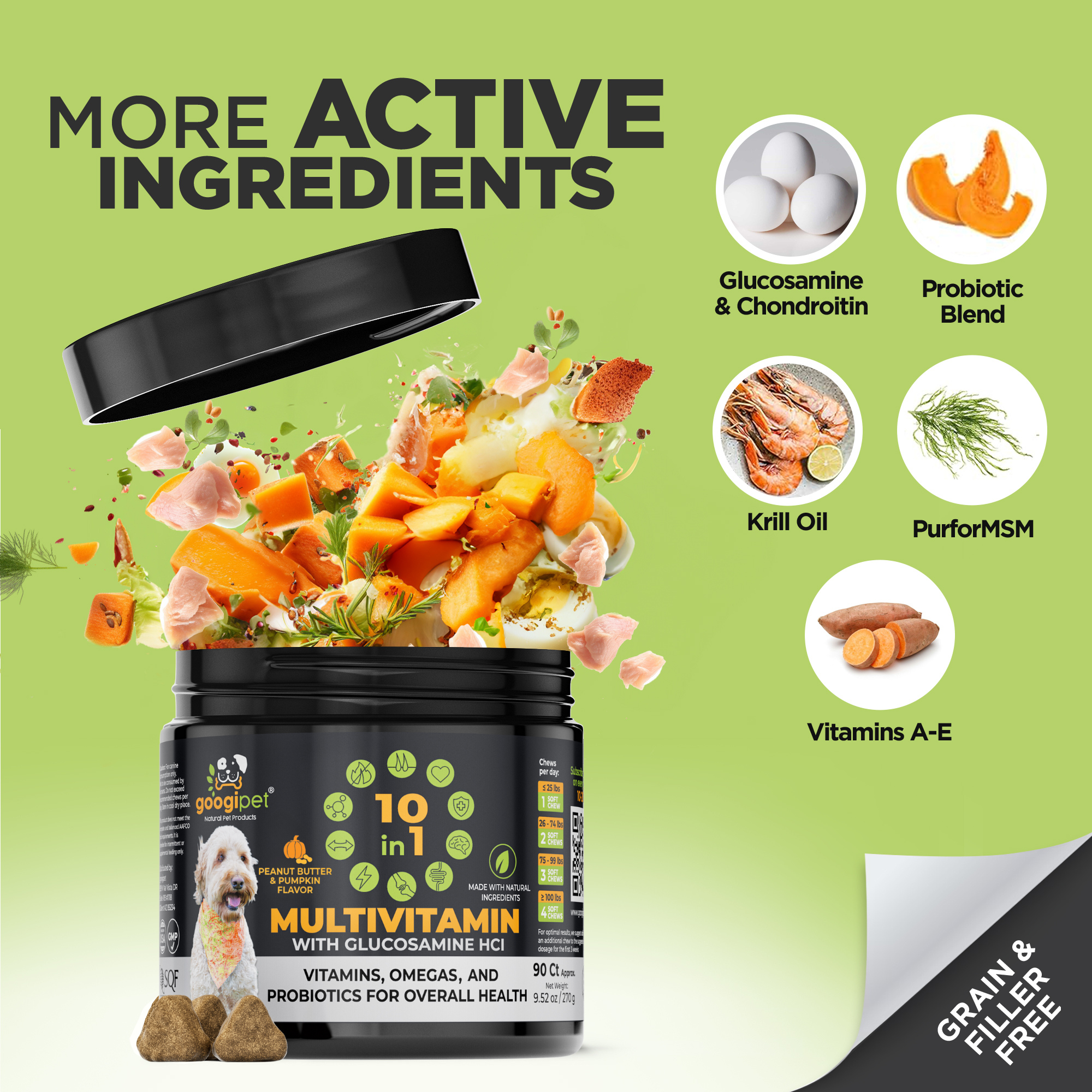 10 in 1 Multivitamin Chews for Dogs (Peanut Butter &amp; Pumpkin Flavor)