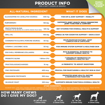 10 in 1 Multivitamin Chews for Dogs (Peanut Butter &amp; Pumpkin Flavor)