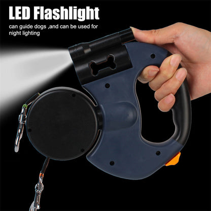 Dual Retractable Dog Leash with LED Flashlight — Walk 2 Dogs