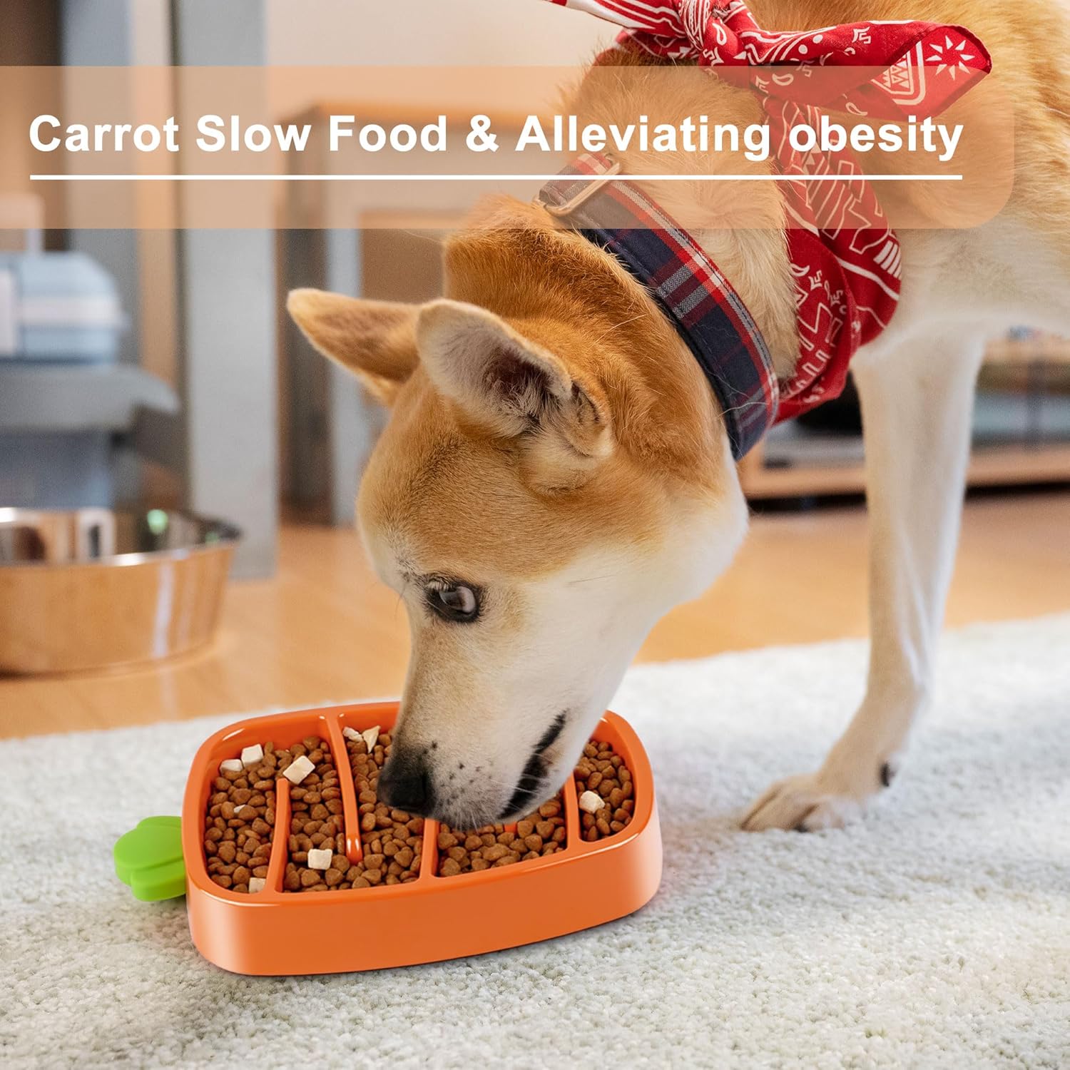 Slow Feeder Dog Bowl, Dog Food Bowl For Small &amp; Medium-Sized Dogs, Carrot Design Dog Bowls,Non-Slip Dog Slow Feeder Bowls, Pet Slow Feeder Bowl For Dry Wet Food