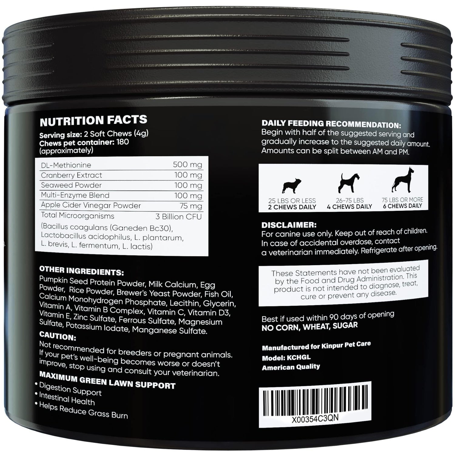 Green Lawn Chews for Dogs Urine Neutralizer Cranberry ACV &amp; Enzymes