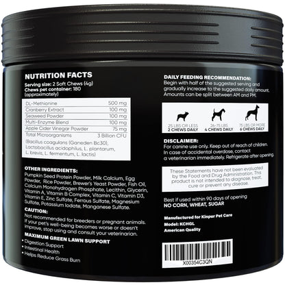 Green Lawn Chews for Dogs Urine Neutralizer Cranberry ACV &amp; Enzymes