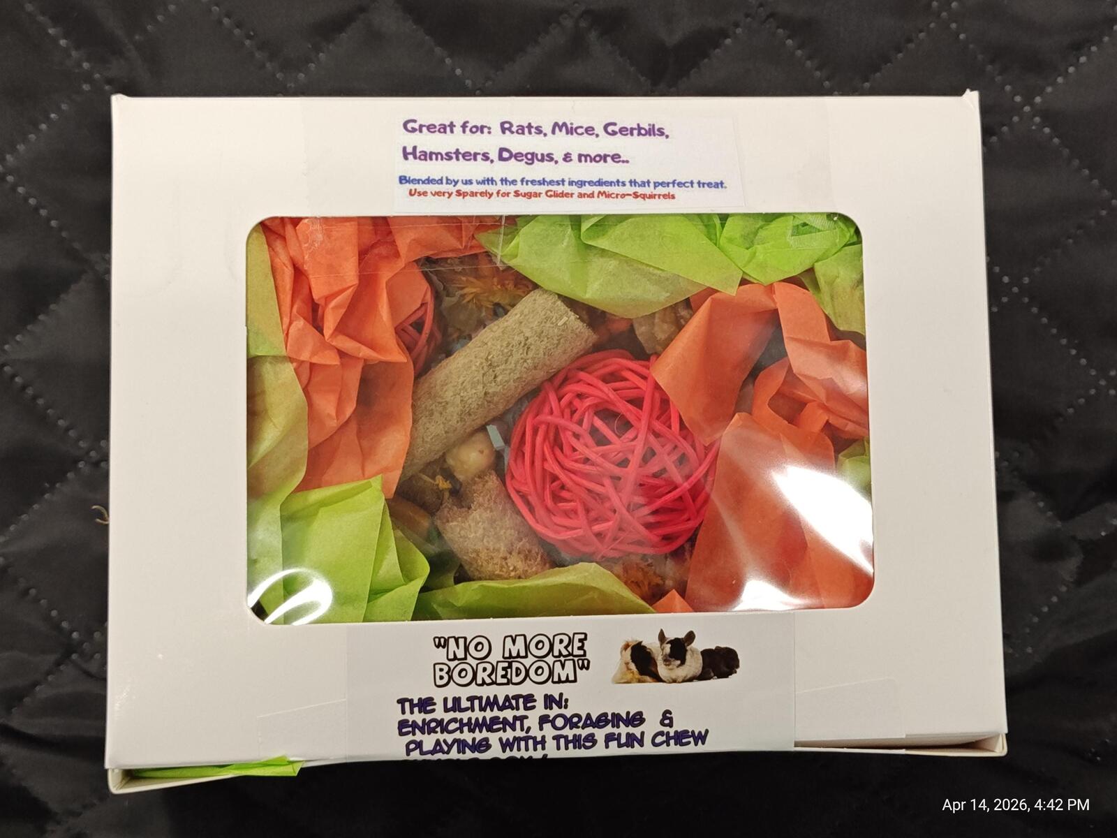 Play &amp; Chew Rodent Fun  "No More Boredom" Box - Rats, Mice, Gerbils, Hamsters...