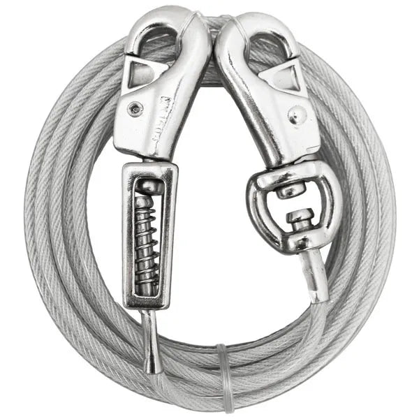 Boss Pet Edge Tie-Out Cable XL Dogs Up to 125lb 30ft Twin Swivel Spring