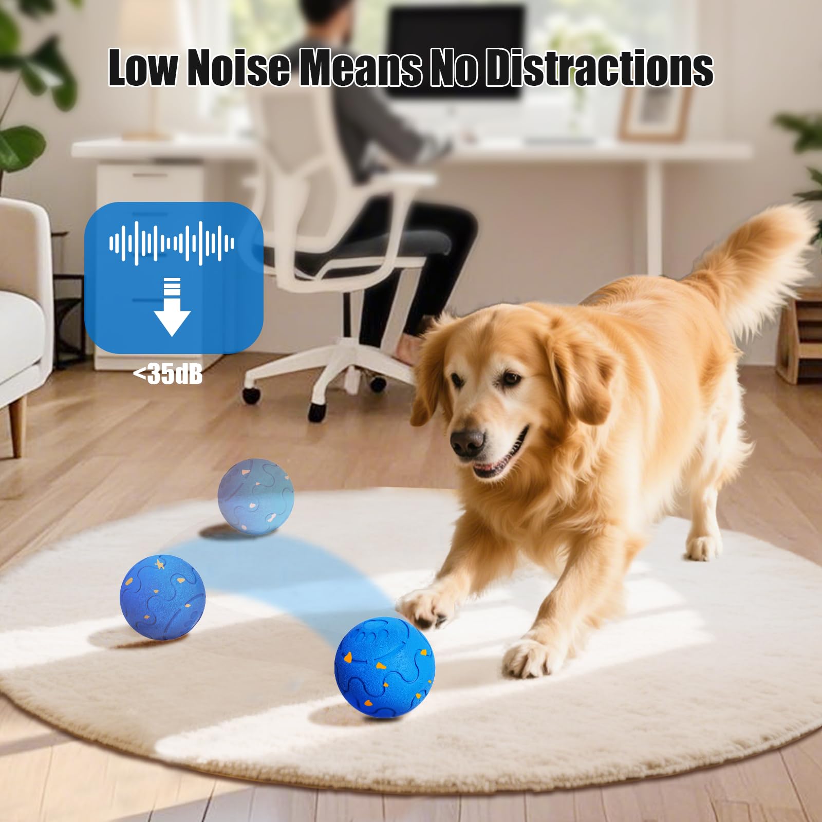 Interactive Dog Ball Toy, Smart Dog Toy For Medium And Large Dogs, Automatic Moving Rotating &amp; Bouncing Ball, Durable E-TPU Material, IP54 Waterproof, Motion-Activated Dog Toy For Active Dogs
