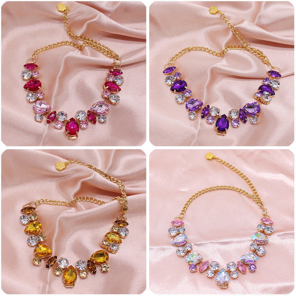 Cat And Dog Gem Pearl Necklace Princess