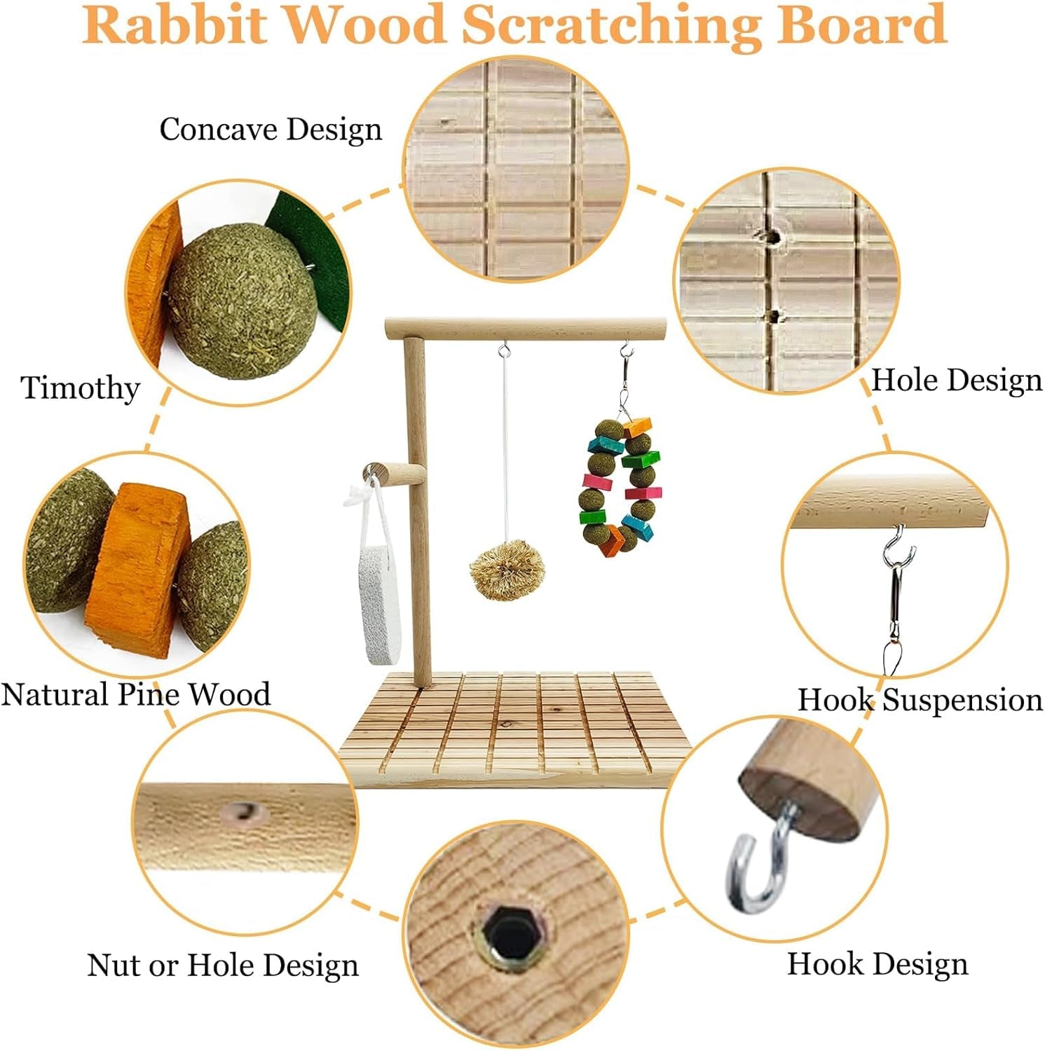 Rabbit Chew Toys Scratch Board Bunny Teeth Grinding Toy Set Small Pet