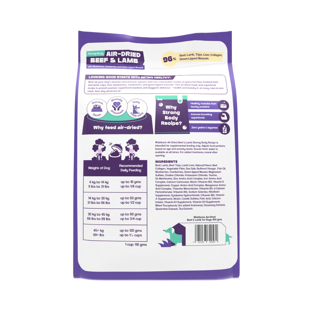 Wishbone Air-Dried Beef &amp; Lamb Recipe Dog Food - 454g