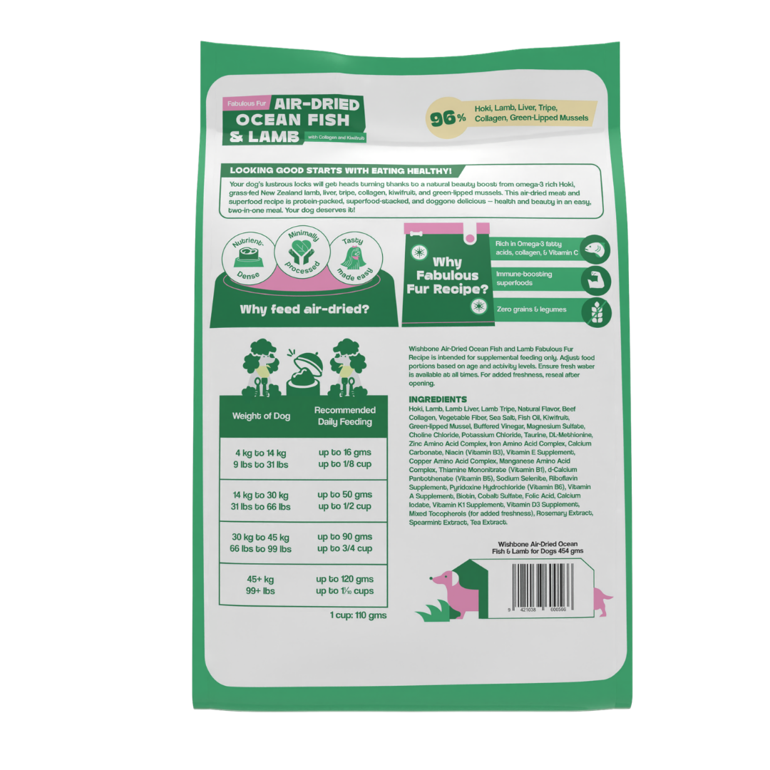 Wishbone Air-Dried Ocean Fish &amp; Lamb Recipe Dog Food - 454g