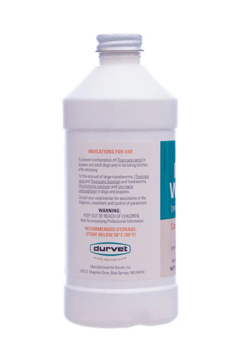Durvet Liquid Wormer 2x for Puppies and Adult Dogs 8 oz. Hookworms Roundworms Safe