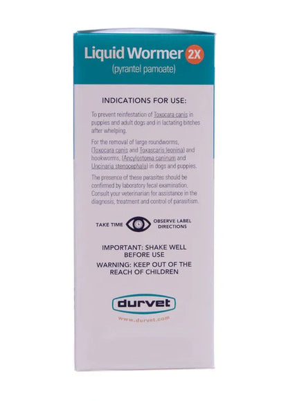 Durvet Liquid Wormer 2x for Puppies and Adult Dogs 8 oz. Hookworms Roundworms Safe