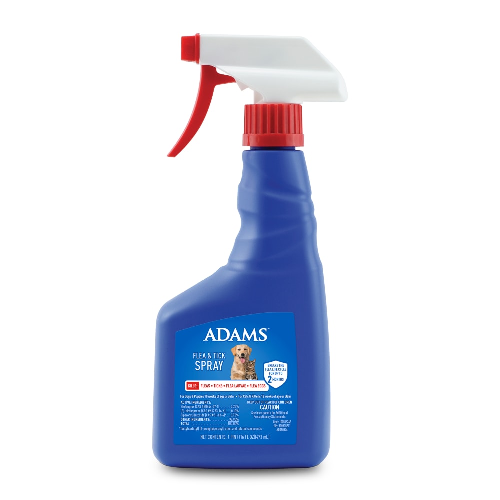 Adams Flea &amp; Tick Spray for Dogs &amp; Cats 16 oz. Kills Fleas Eggs Larvae Ticks
