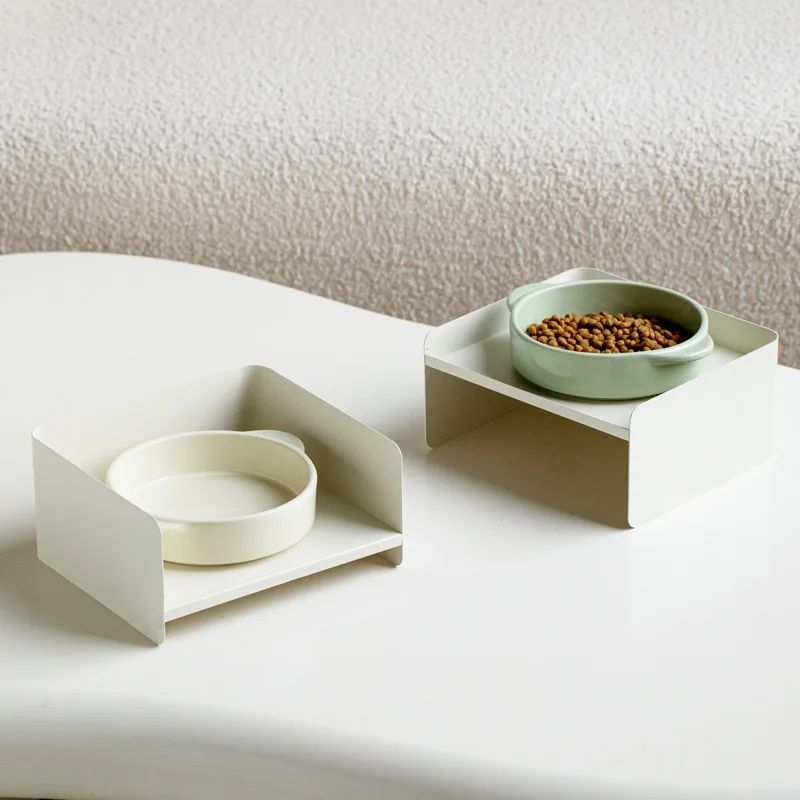 The Pet Bowl Is Made Of Metal, With A Ceramic Base And High Legs To Protect The Cat&