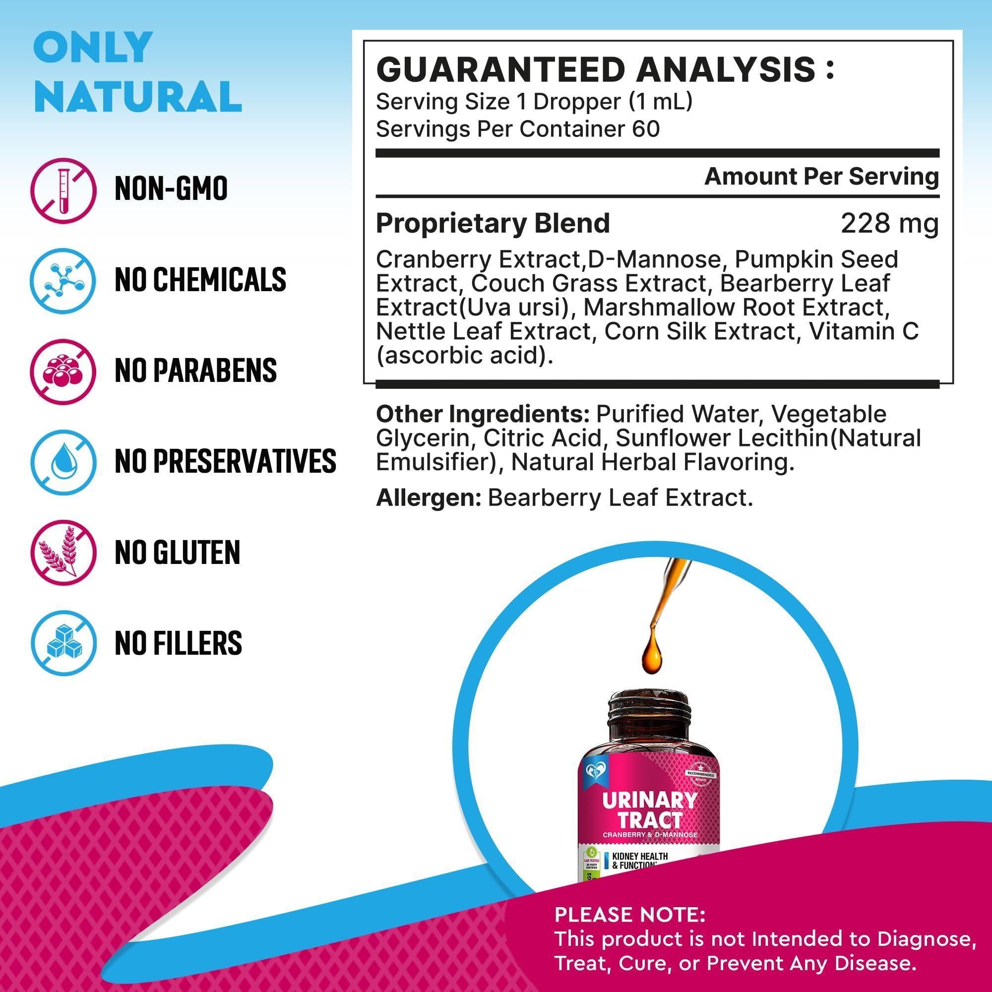 Cat &amp; Dog UTI Treatment Drops 60 ml 2-Pack Cranberry &amp; D-Mannose Bladder Support