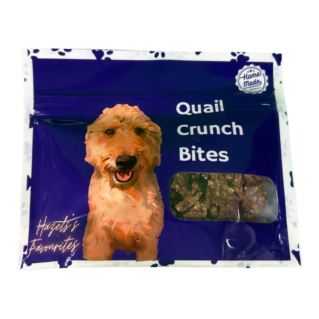 Quail Crunch Bites: Gourmet Dehydrated Dog Treats with Quail Meat &amp; Shells | Premium Healthy Dog Treats for Training | Organic Ingredients for a Happy Palate
