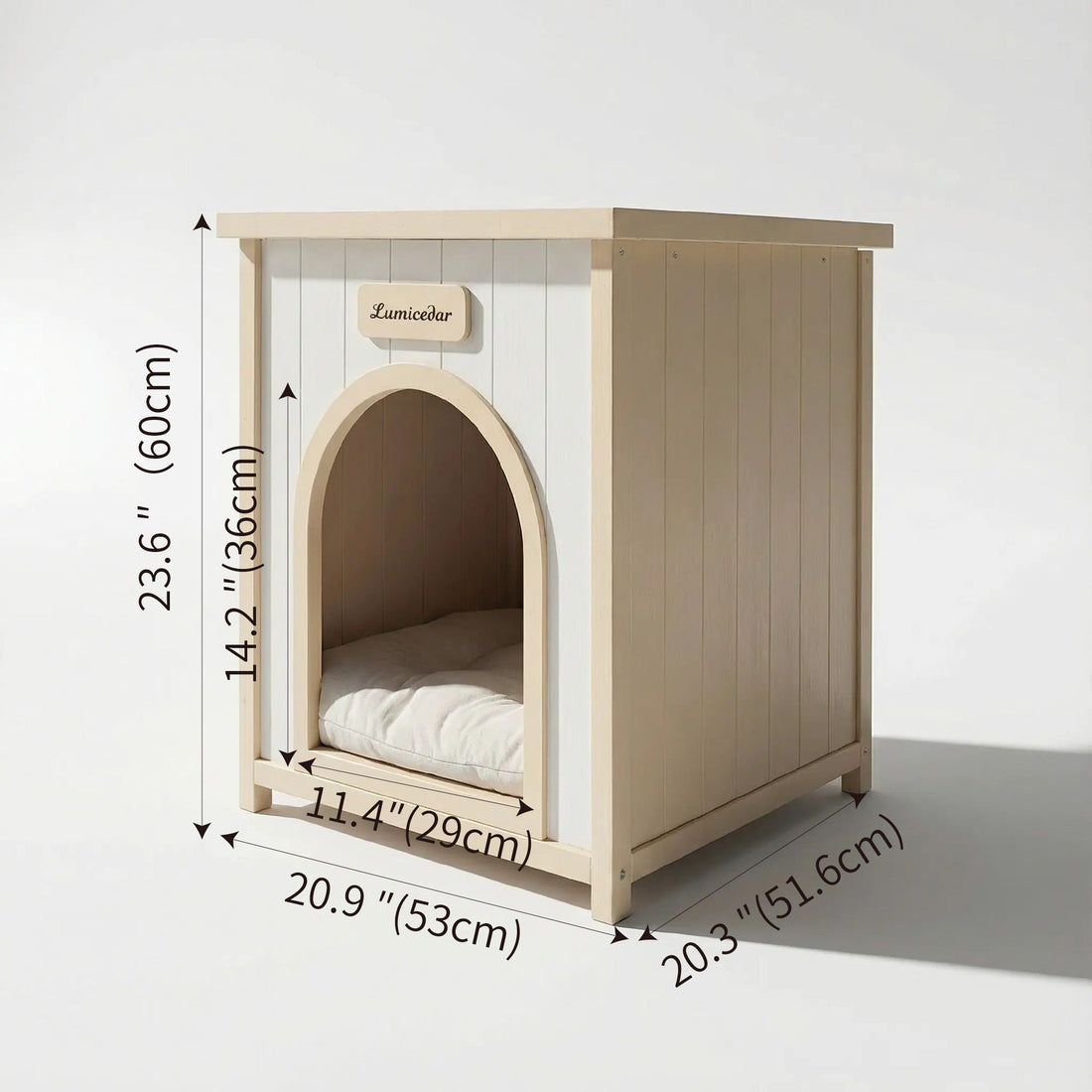 Indoor Dog House With Removable Cushion, Pet House For Cats &amp; Small Dogs - Cream White / Light Yellow